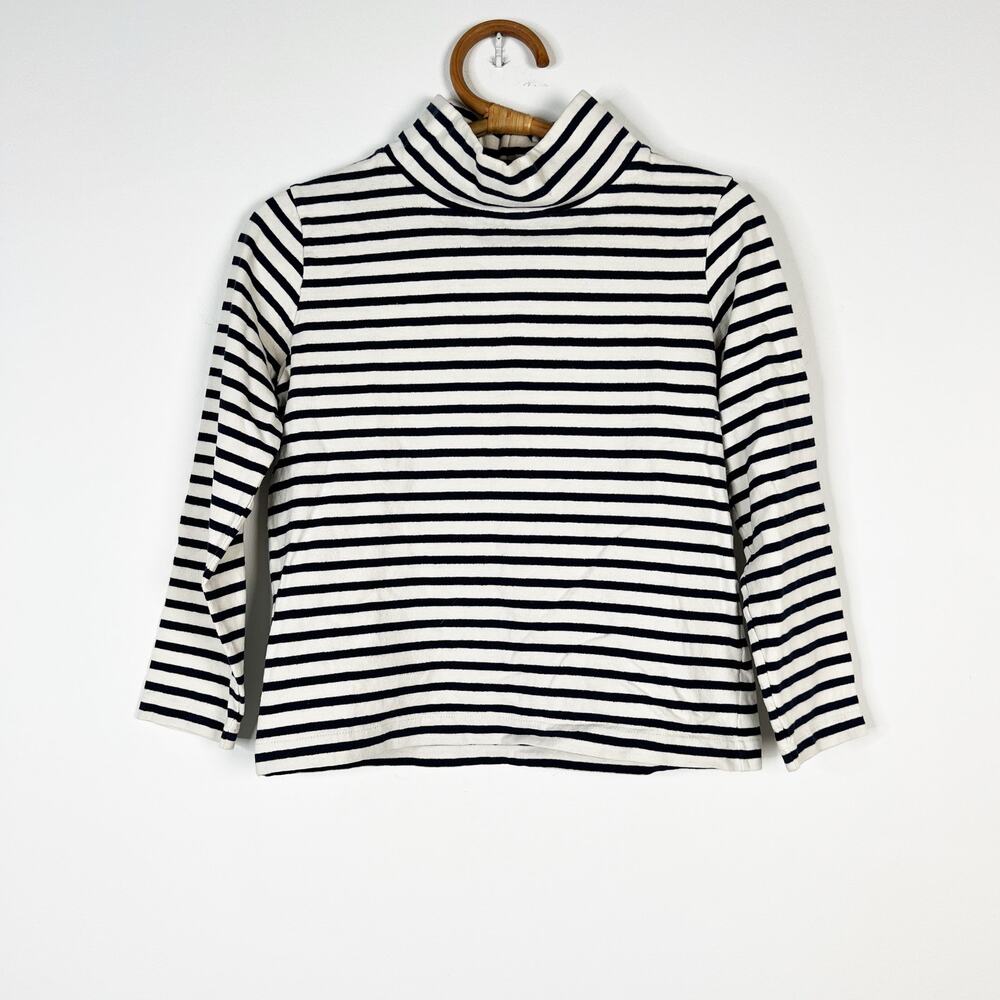 J. Crew navy blue & white striped mock turtleneck top 3/4 sleeve Size XXS